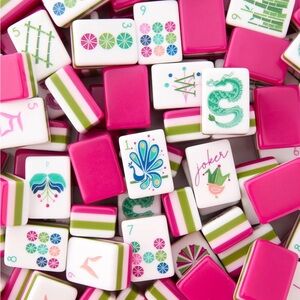 Rose 🌹 Pink Mahjong Tile Set and Tile Bag